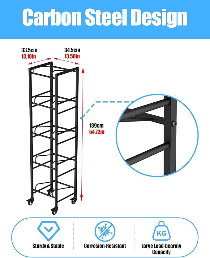 5 Gallon Water Jug Holder, Movable 5 Tier Heavy Duty Water Rack