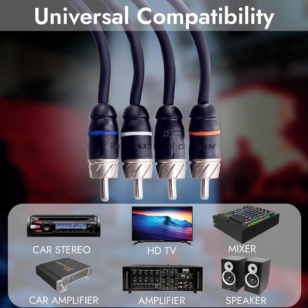 Elite Audio Premium 20ft 4-Channel | RCA Interconnect Cable | OFC |Shielded