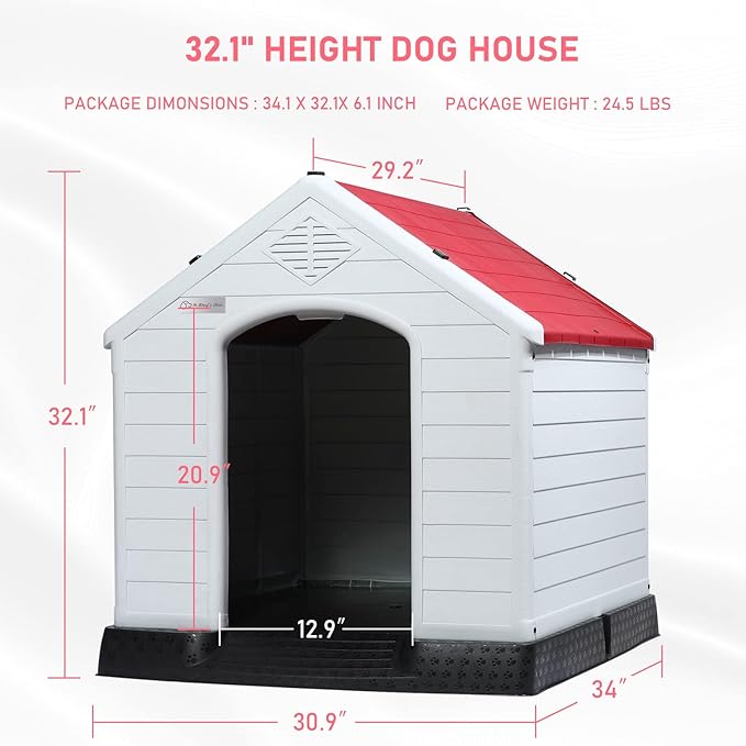 LEMBERI Durable Waterproof Plastic Dog House