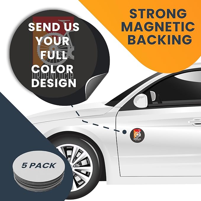 Magnet Me Up Customizable 30 Mil Round Magnet- 5”, 5 PK Weatherproof Car Magnet
