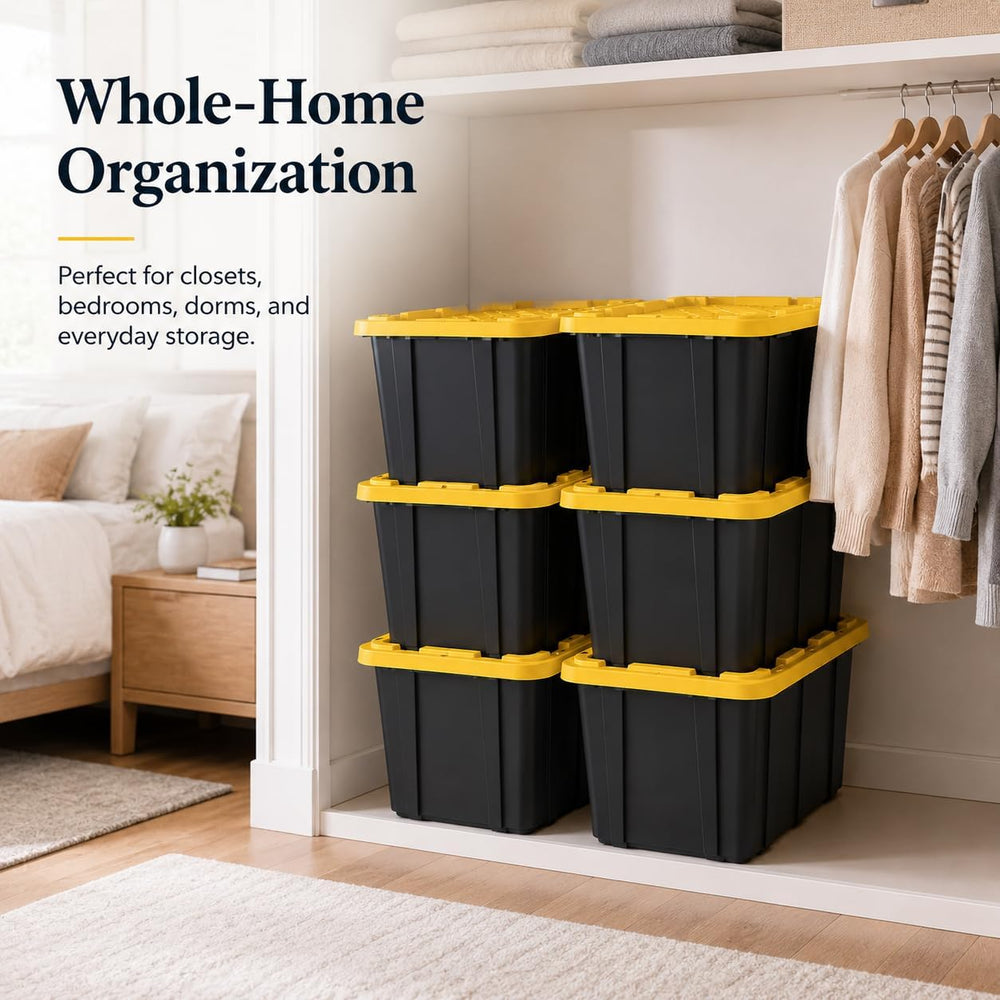 27 Gallon Storage Bins with Lids, 6 Pack Large Plastic Storage Totes