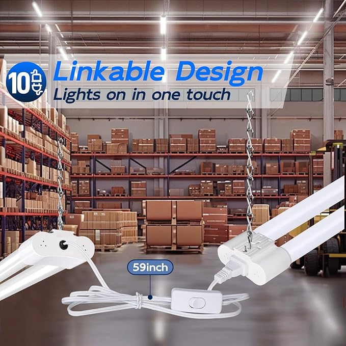 hykolity 10 Pack 4FT Linkable LED Shop Light