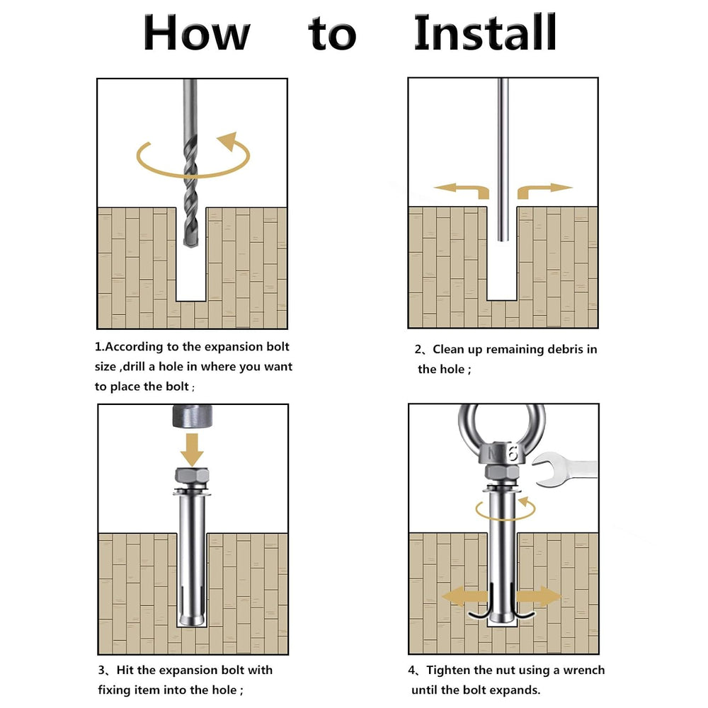 Shoulder Eye Bolts, Heavy Duty Eyebolts 304 Stainless Steel Wall Concrete Anc...