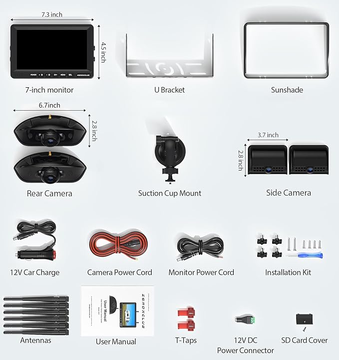 4 Cameras Wireless RV Backup System