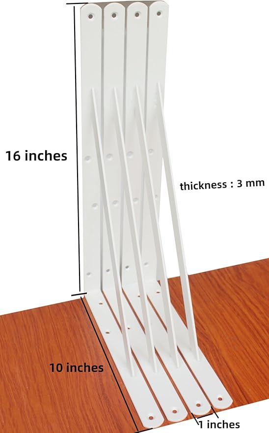12 Pack L16 x H 10" White Heavy Duty Shelf Brackets