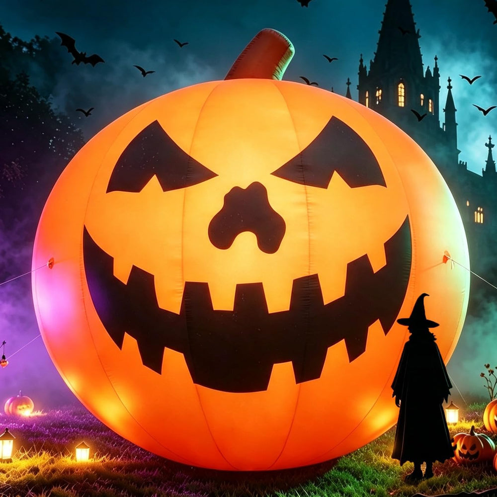 20FT Giant Inflatable Pumpkin Lighted Outdoor Halloween Decor with Blower
