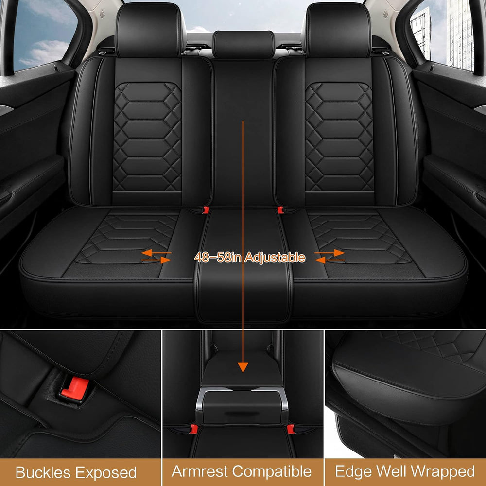 HAIYAOTIMES Leather Car Seat Covers Full Set, Waterproof Faux Leather Seat Co...