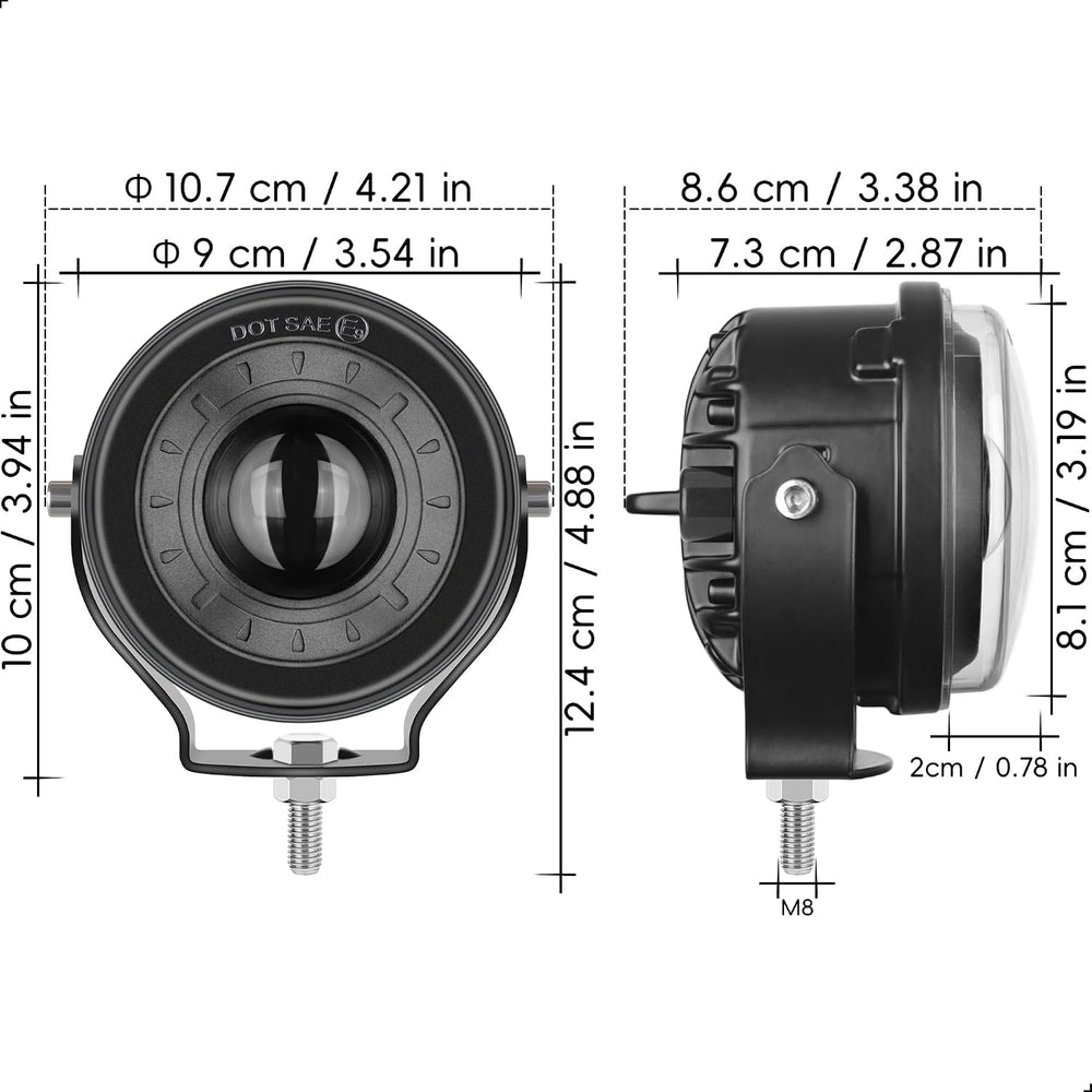 3.5 Inch Round LED Fog Lights, Anti-Glare Off Road LED Pod Lights