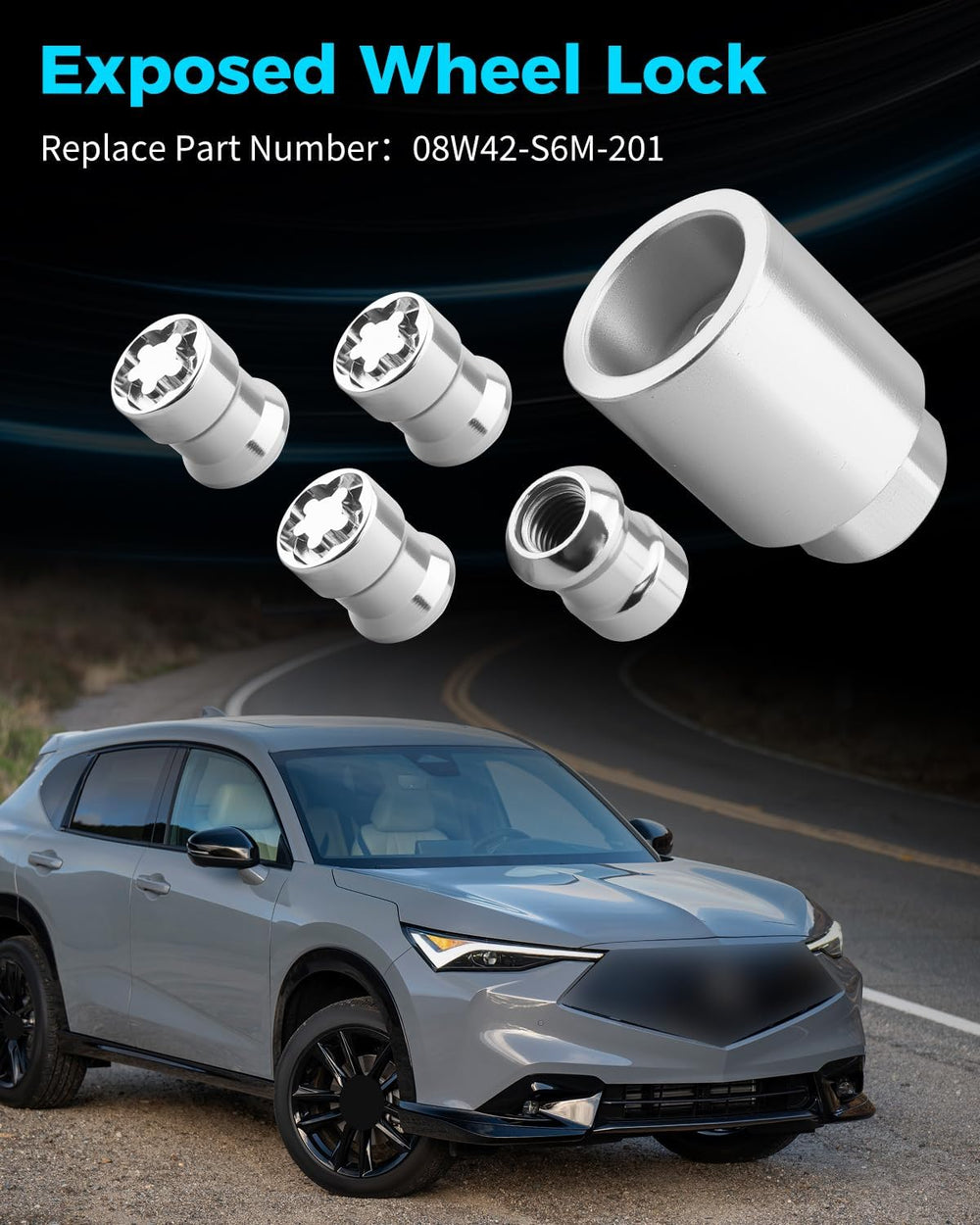 08W42-S6M-201 Exposed Wheel Lock, Chrome – Fit for ILX 2013, for RDX 2007-201...