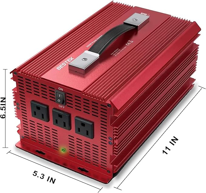 BESTEK 2000W Power Inverter 3 AC Outlets DC 12V to 110V AC Car Power Converter