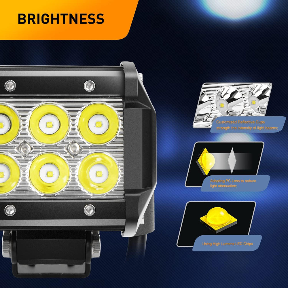 GOOACC 2PCS 18W LED Pods Spot Light Bar Fog Light Driving Lighting with 16AWG...
