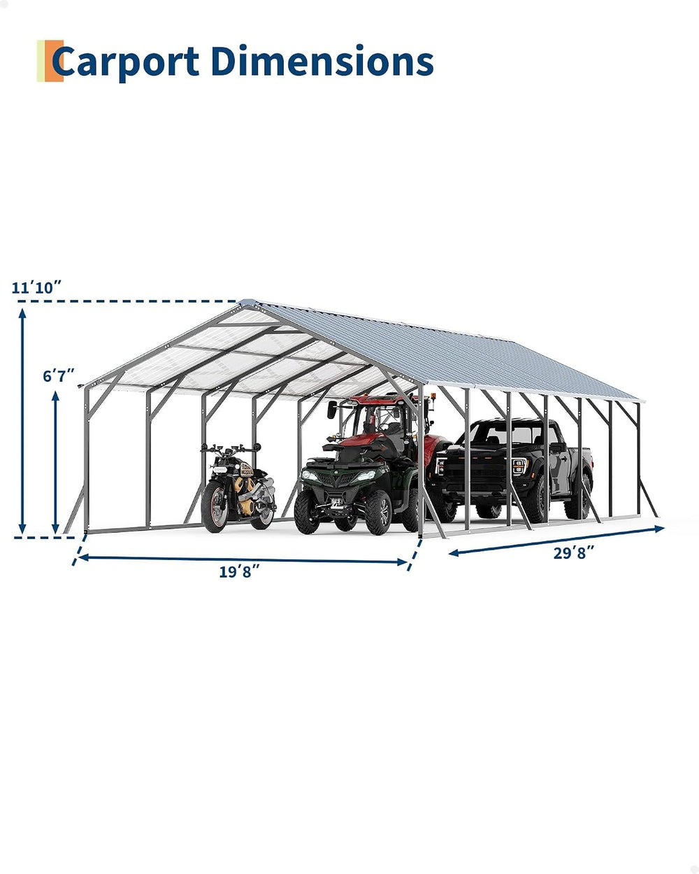 GarveeLife 20'X30'x12' Metal Carport for Multiple Vehicles, Steel...