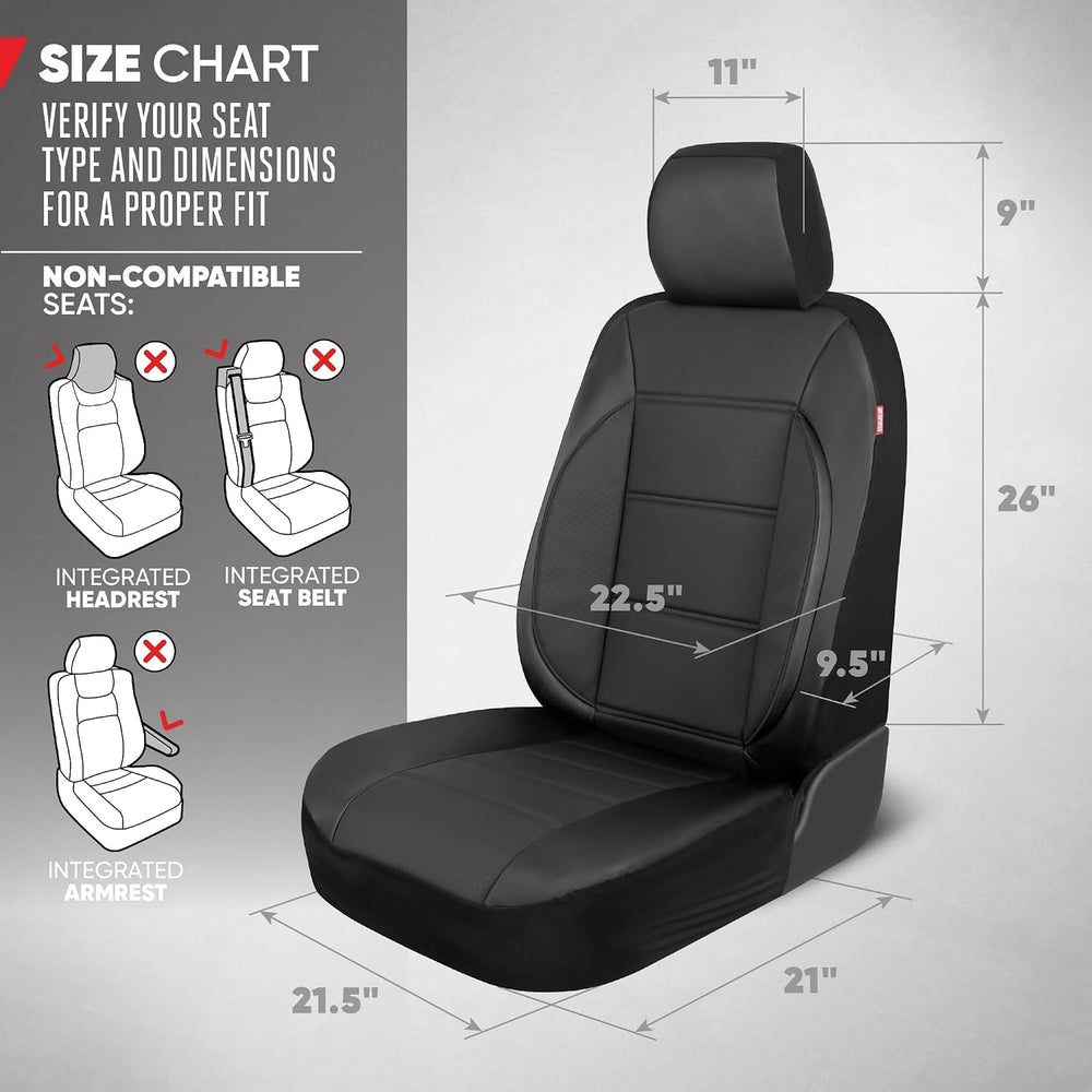 MotorBox Universal Fit Car Seat Covers for Cars Trucks & SUV - 2 Leathere...