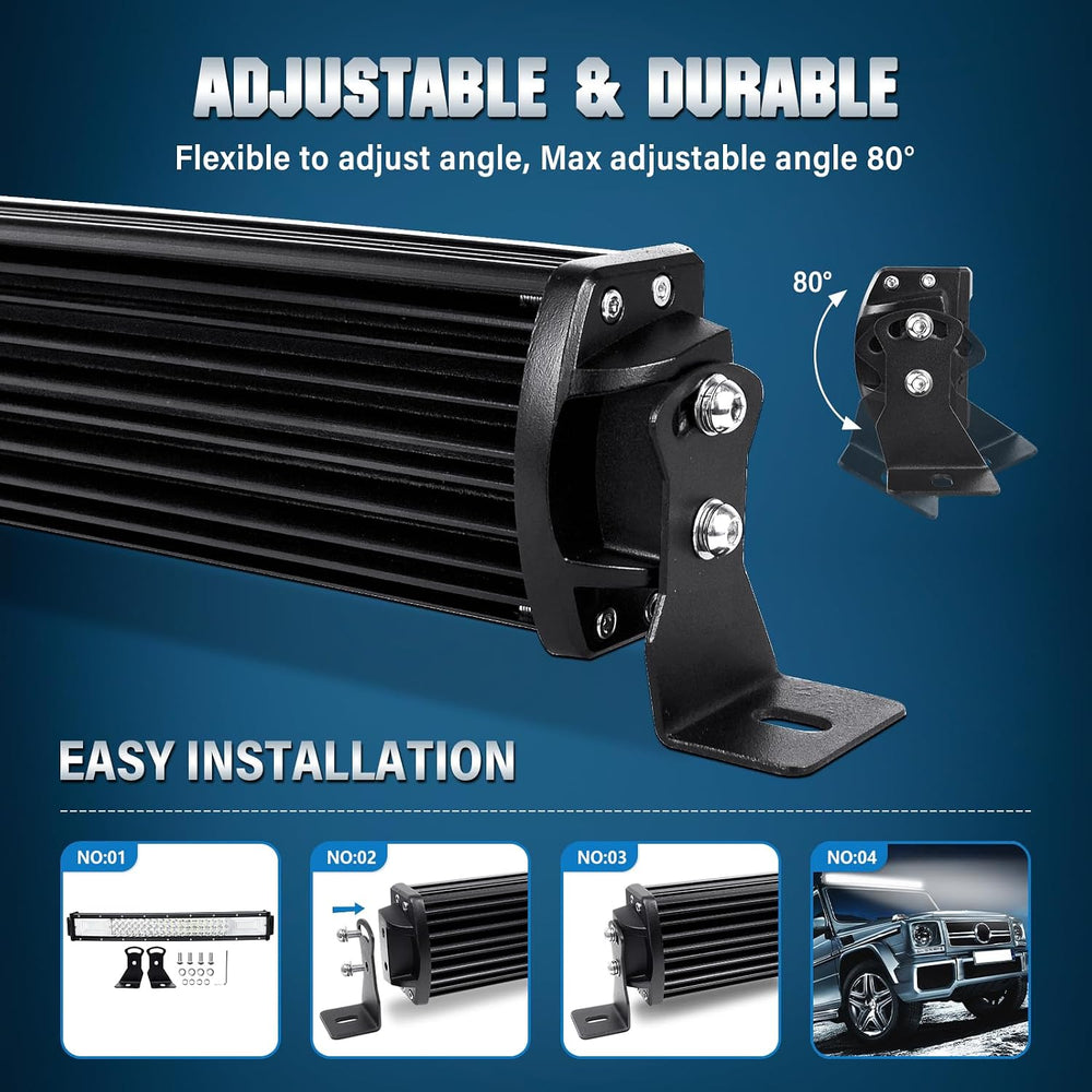 AUXTINGS 50 inch 648W Curved LED Light Bar, Spot Flood Beam Triple Row