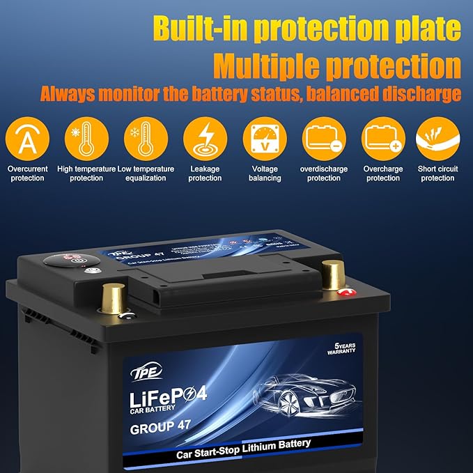 TPE Car Start-Stop Lithium Battery BCI Group47 LiFePO4 Lithium-ion Car Battery
