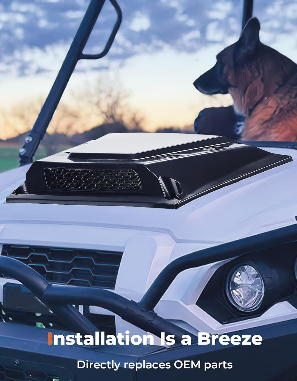 KEMIMOTO Hood Scoop Kit Compatible With Kawasaki Mule Pro FXT/DXT/DX/FX 2015-...