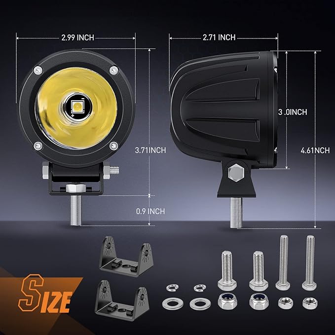 Nilight Motorcycle LED Pods 2 PCS 3 Inch Spot Round Offroad Fog Light 1065LM
