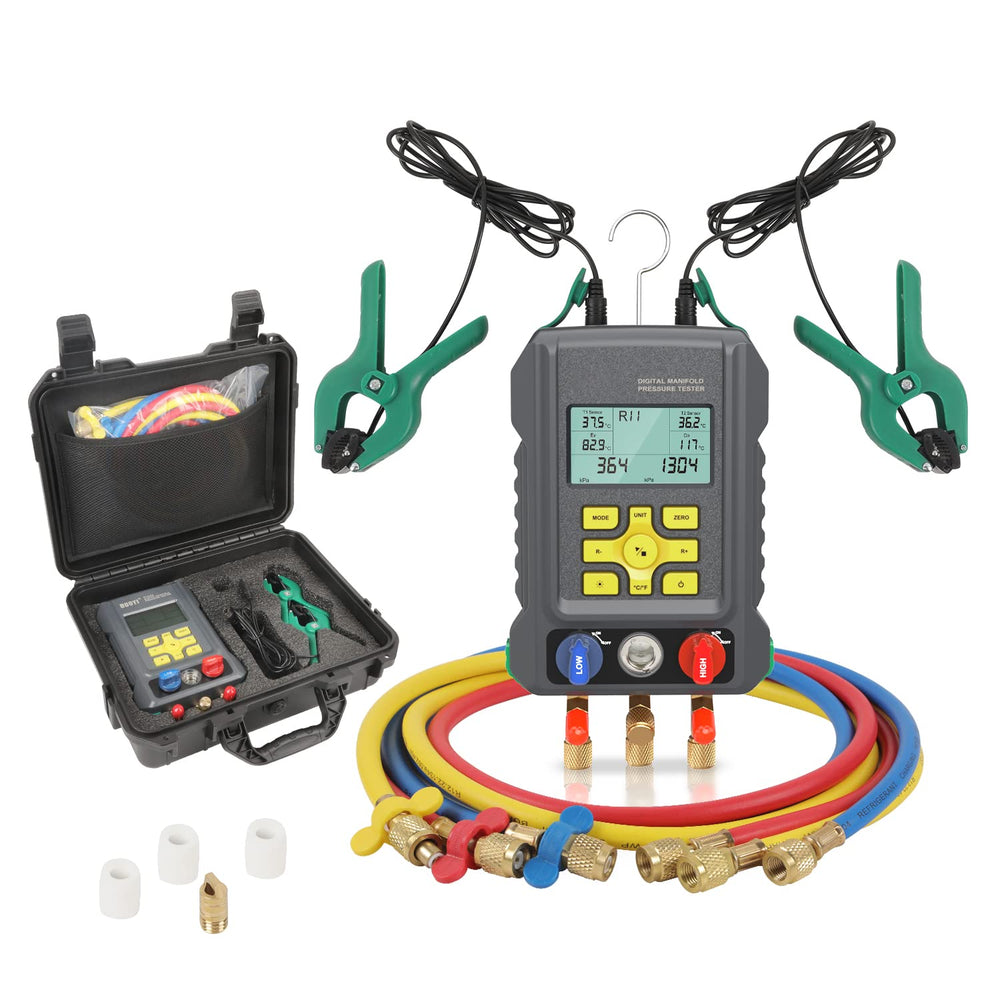 HVAC Digital Manifold Gauge Set for 92 Refrigerant Digital HVAC Gauges Pressu...