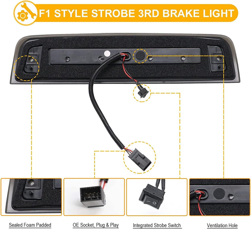 R&F Auto LED Strobe Third Brake Light Compatible With Ram 1500 2500 3500 ...