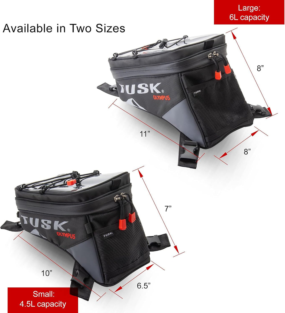 Tusk Olympus Large Tank Bag Black/Tan Durable Off-Road Motorcycle Storage Bag...