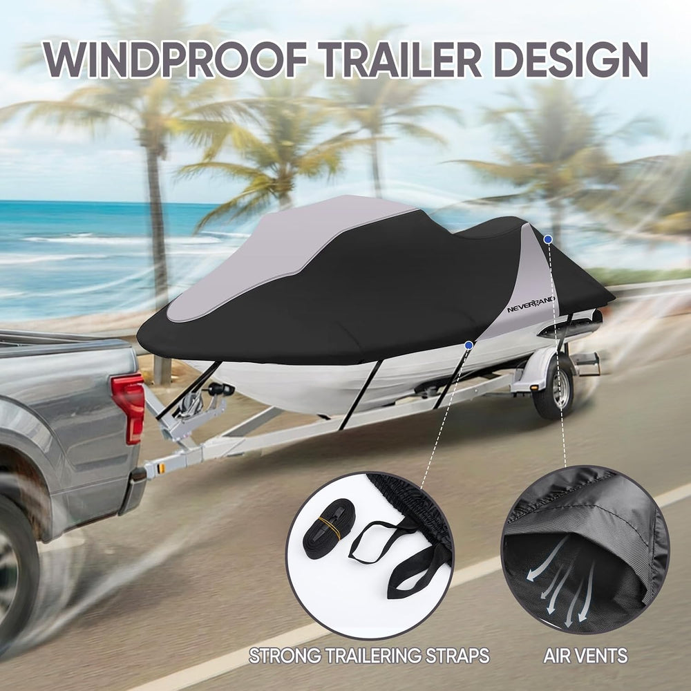 Trailerable Jet Ski Cover Waterproof - 600D Compatible with Yamaha Seadoo, Je...
