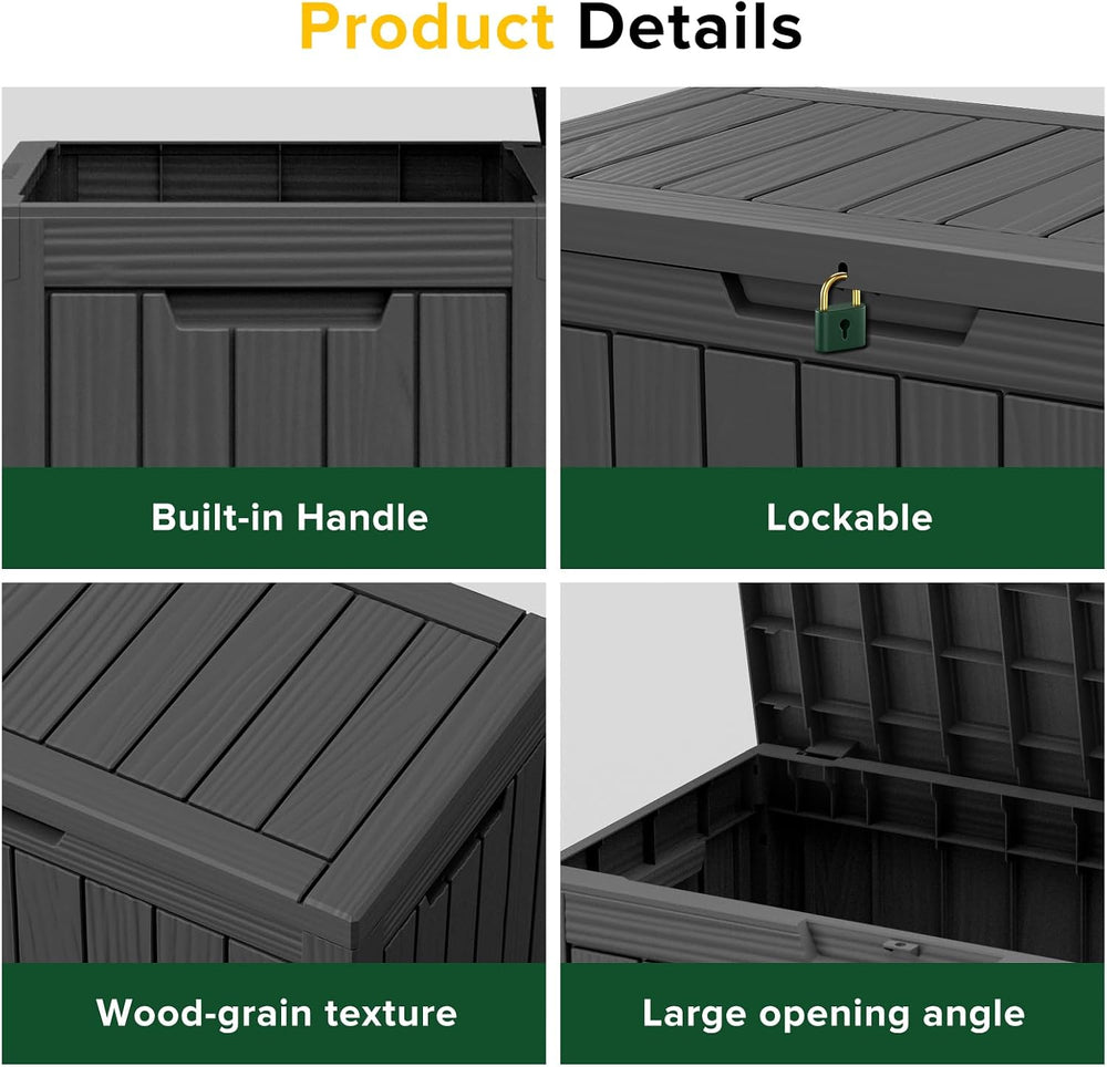 46 Gallon Outdoor Deck Box, Lockable Waterproof Outdoor Storage Boxes For Gar...