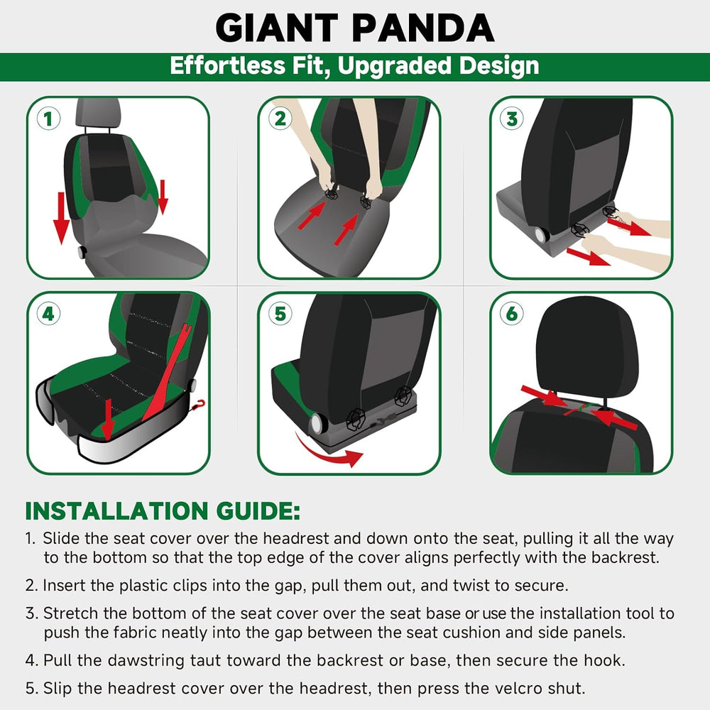 GIANT PANDA Front Seat Covers for Nissan Rogue Altima Sentra Versa Kicks Mura...