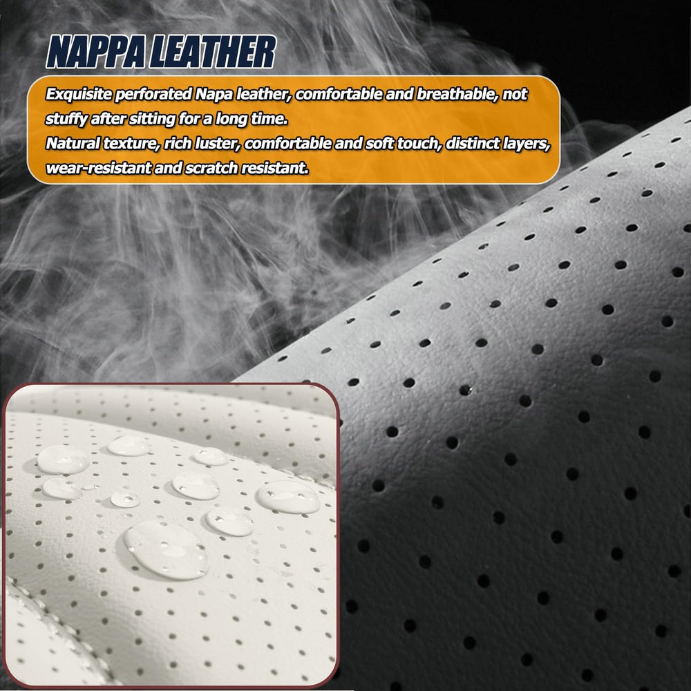Car Seat Covers Full Set for 5 Seats - Nappa Leather 3D Foam Back Support, Su...