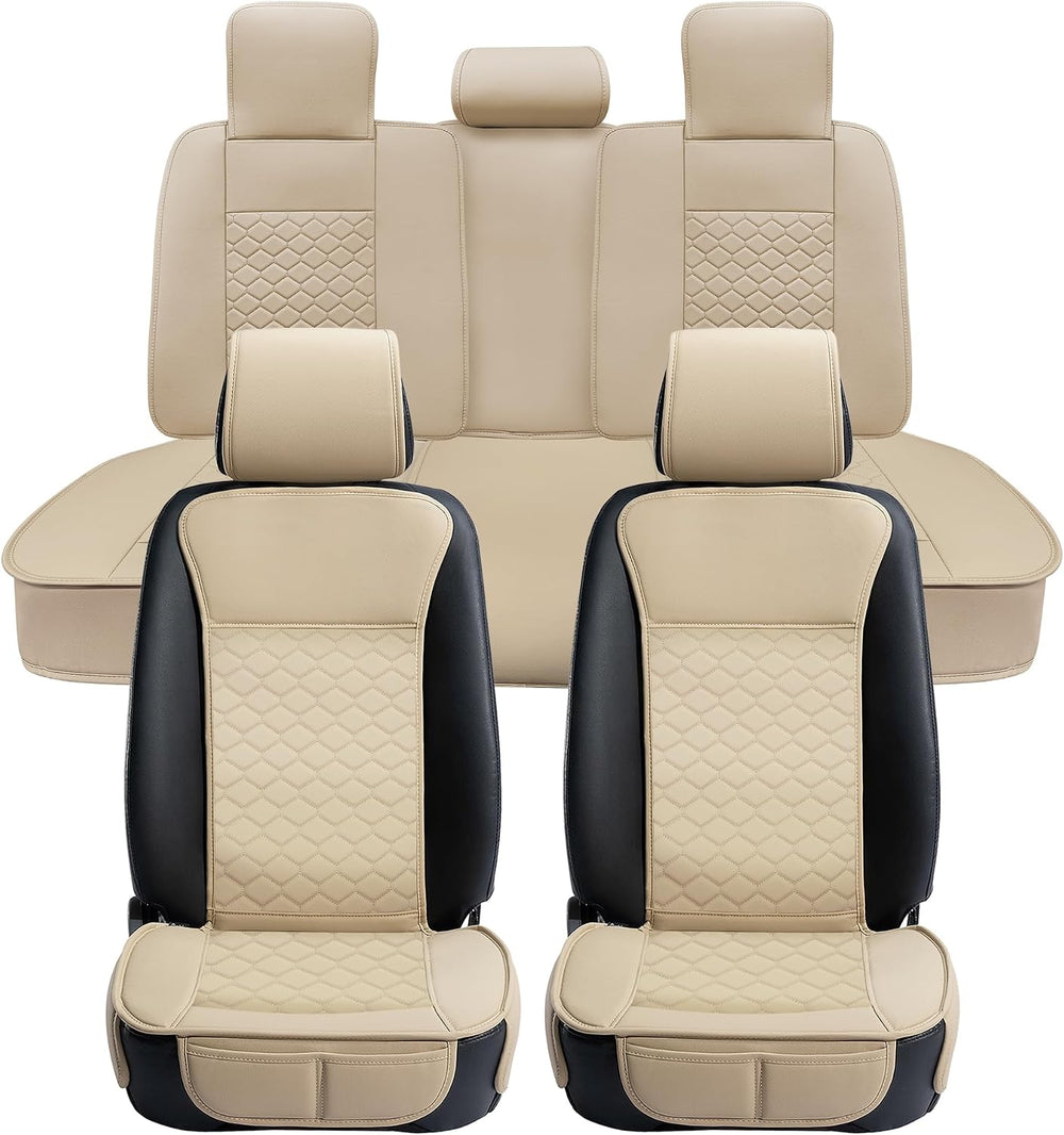 Elantrip Car Seat Cover Full Set Leather Car Seat Protector Universal fit