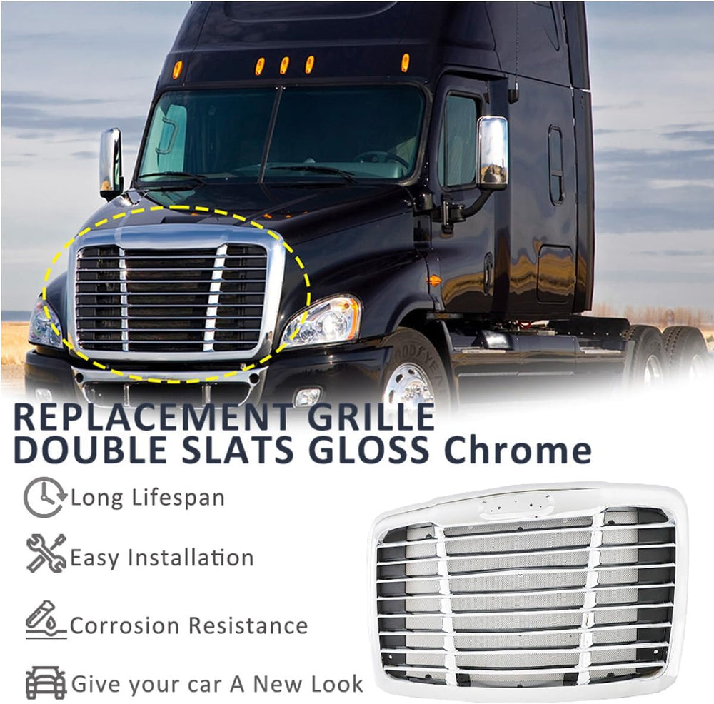 Front Hood Radiator Grille With Bug Screen Compatible With 2008-2017 Freightl...