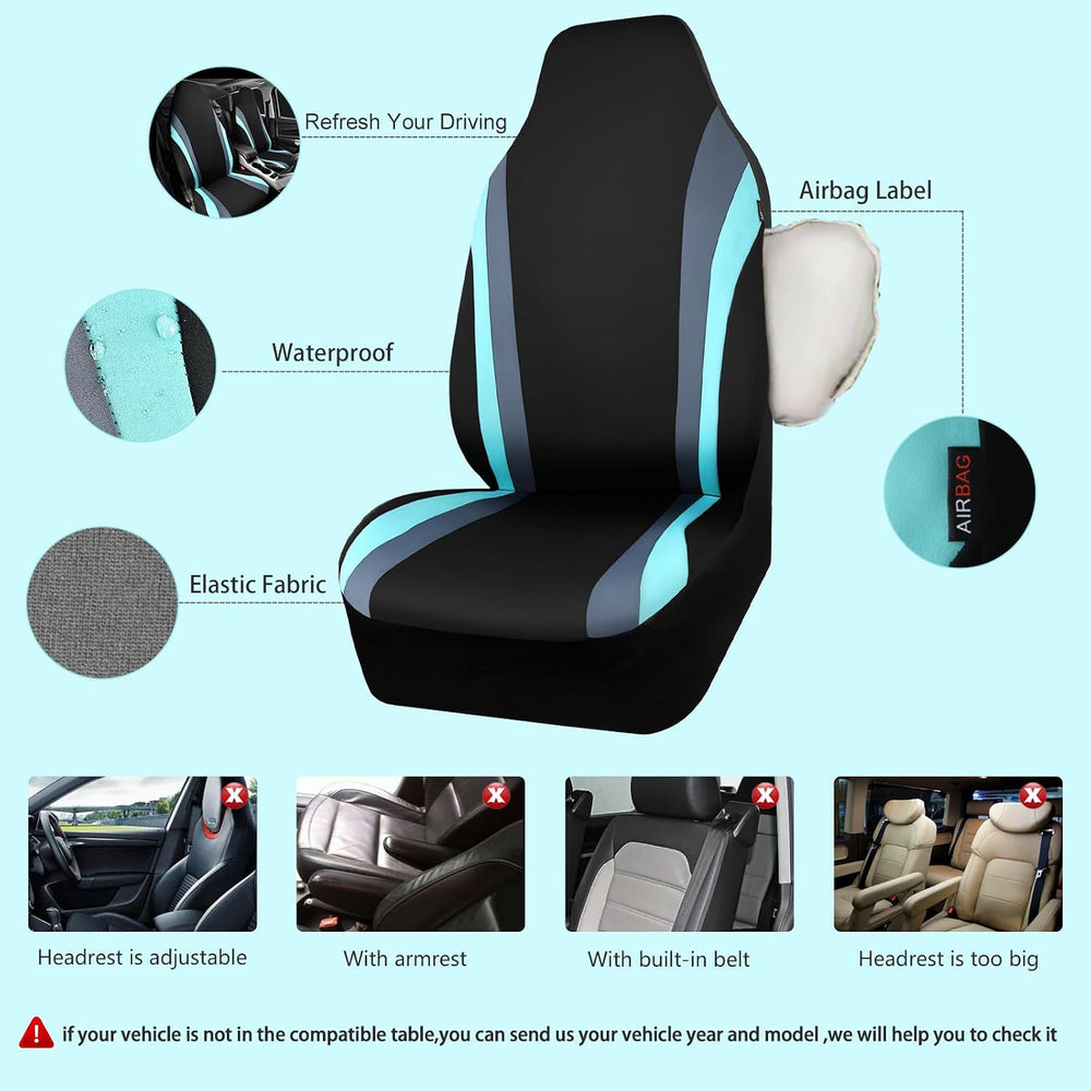 CAR PASS AquaShield Neoprene Waterproof Car Seat Covers Front Seats Only, Hig...