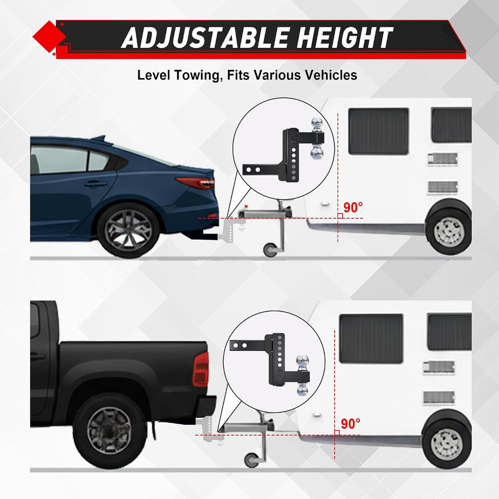 TYT Adjustable Truck Trailer Hitch for 2.5" Receiver, 6" Drop/Rise ...