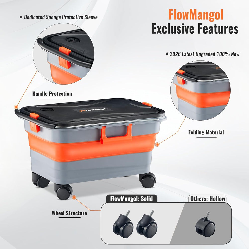 Glide CB 55 Collapsible Bucket 5.5 Gallon for Car Washing with Wheels, Handle...