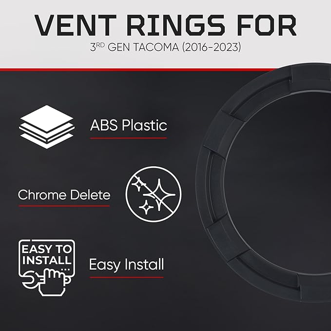 AJT Design Vent Ring for 3rd Gen Tacoma | Blackout Mode | Impact Resistant ABS