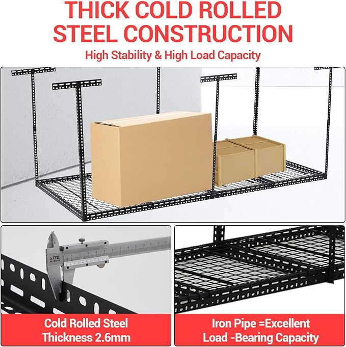 Overhead Garage Storage Rack, Heavy Duty Ceiling Storage Racks