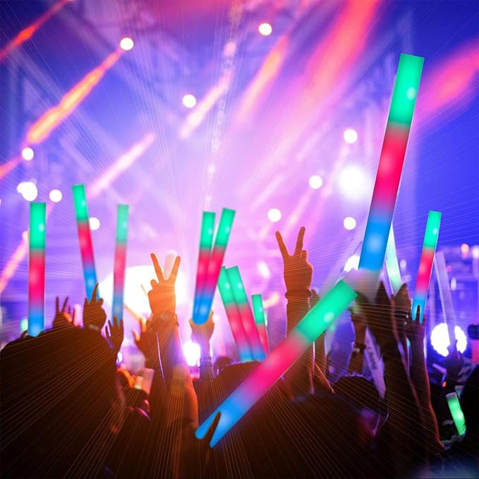 28PCS LED Foam Halloween Glow Sticks, Foam Light up Sticks Bulk Party Pack wi...