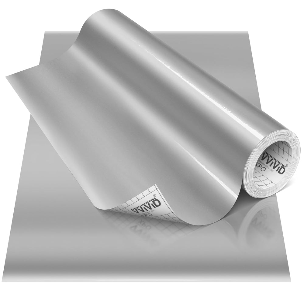 VViViD Silver Metallic Gloss DECO65 Permanent Adhesive Craft Vinyl (100ft x 1...
