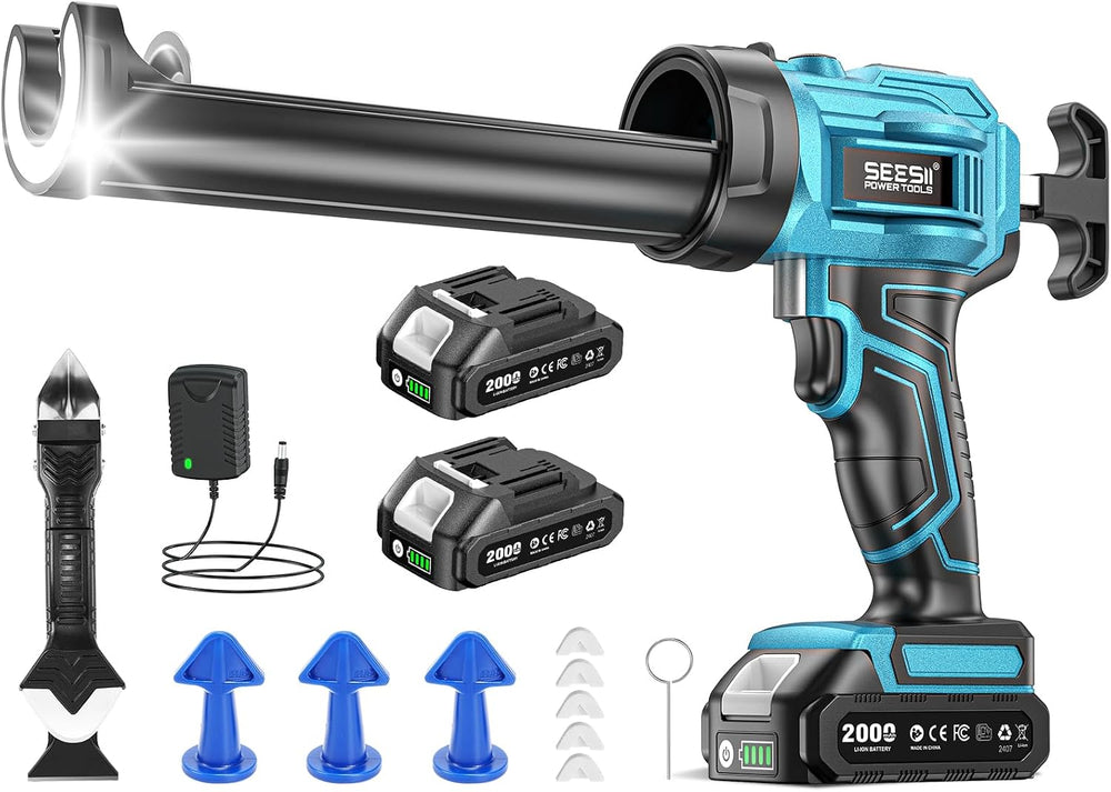 SEESII Cordless Caulking Gun w/2 x 2.0Ah Batteries