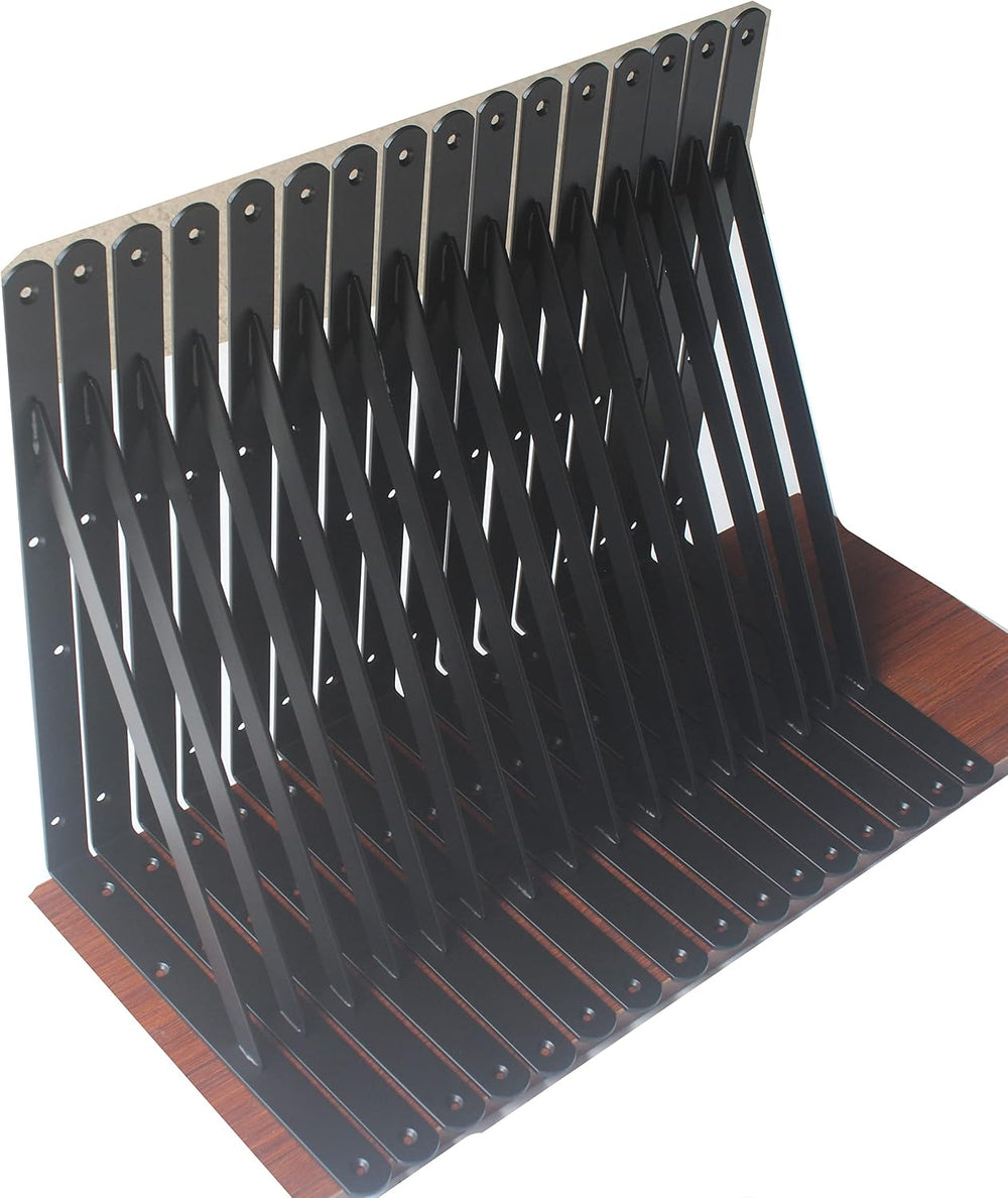 20 Pack L14 x H 10" Black Heavy Duty Shelf Brackets with Screws Metal Sh...