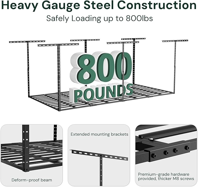 SunsGrove 2x8 Garage Storage Overhead Rack Organization, Adjustable Ceiling (...