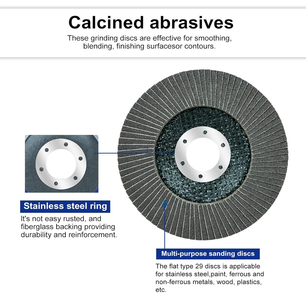 Sali 100 Pack Flap Disc 60 Grit 4.5" x 7/8-Inch Sanding Disc Bevel Type ...