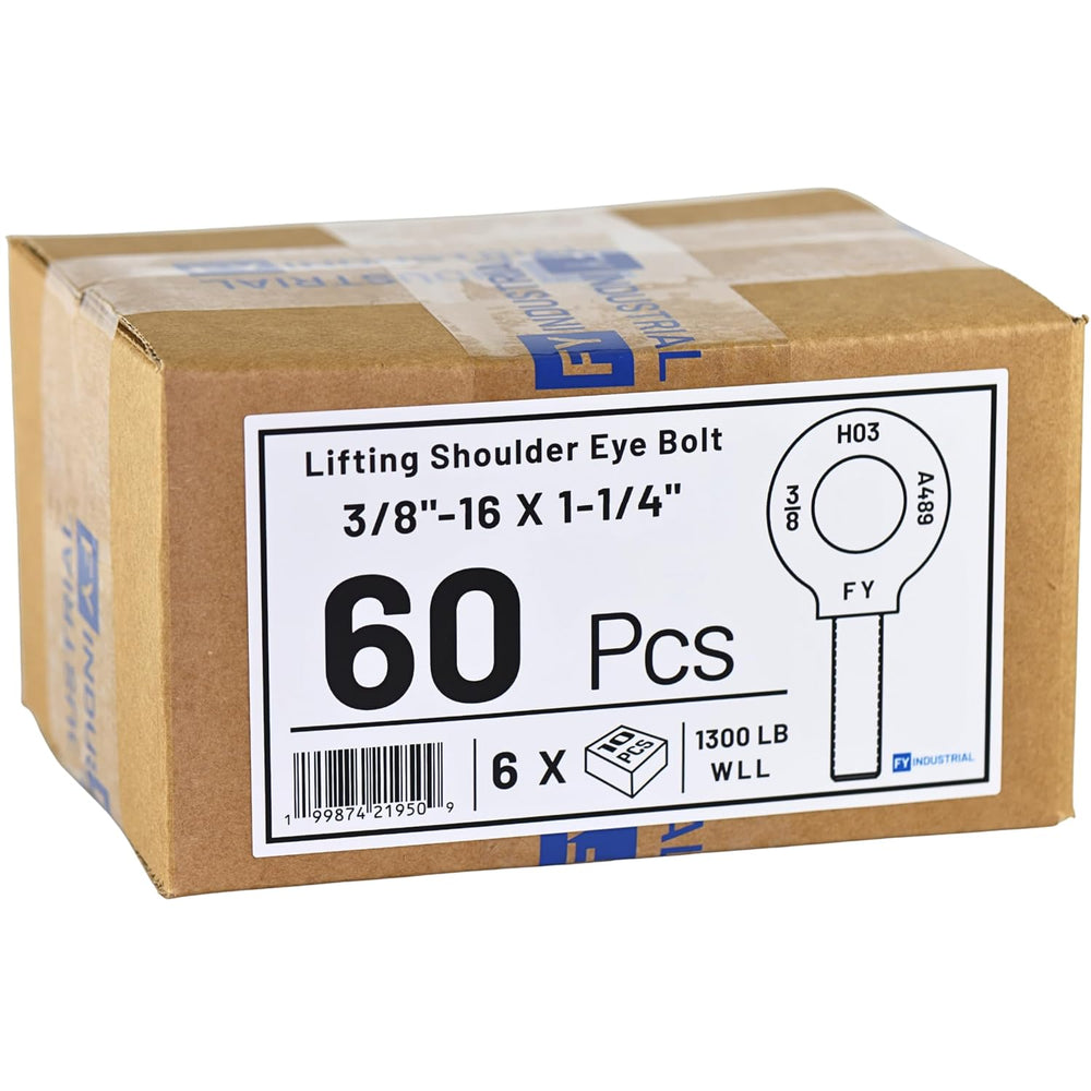 Case of 60 Pcs Lifting Shoulder Eye Bolts 3/8"-16 X 1-1/4"