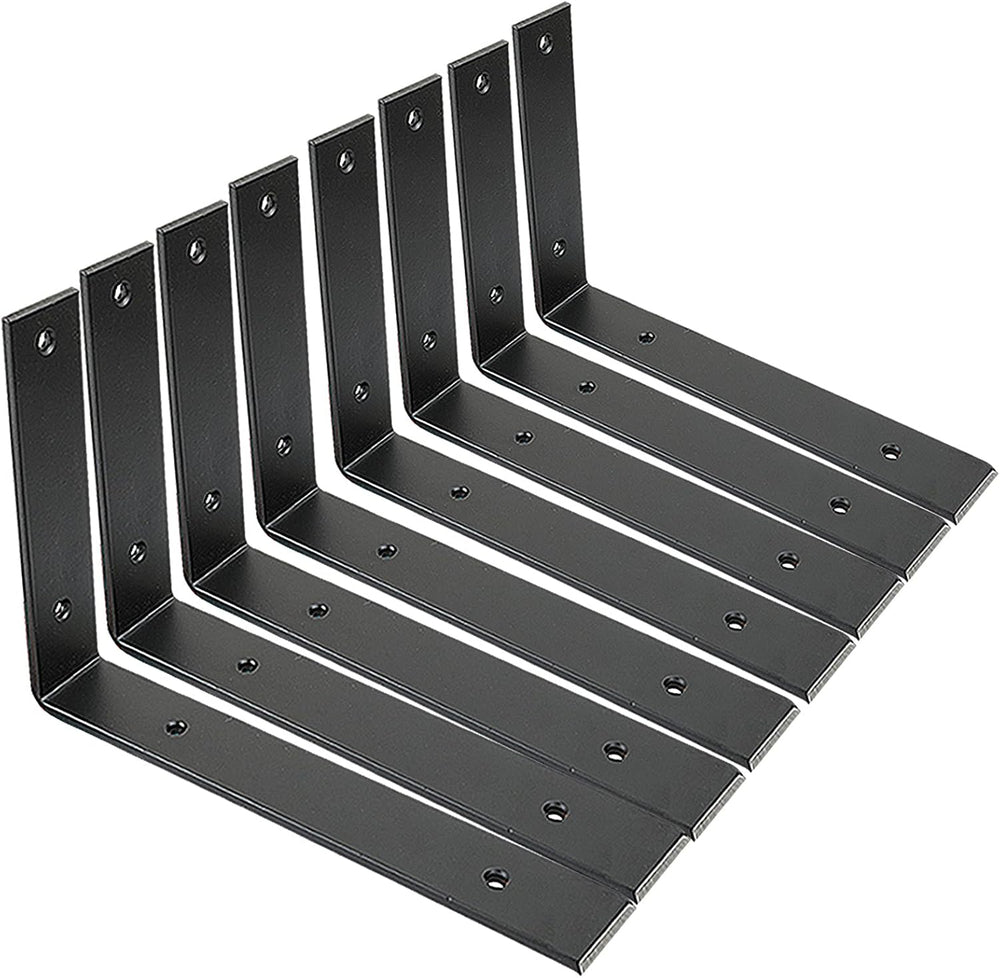 Shelf Brackets 10 Inch Wall L Brackets 8PCS Heavy Duty for Shelves Metal Blac...