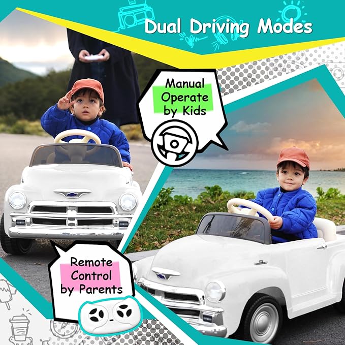 Joywhale 12V Kids Ride on Car Licensed Chevrolet 3100 Pickup Battery Powered