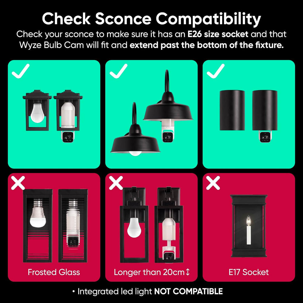 WYZE Bulb Cam - 2K HD Smart Light Bulb Security Camera, E26 Socket
