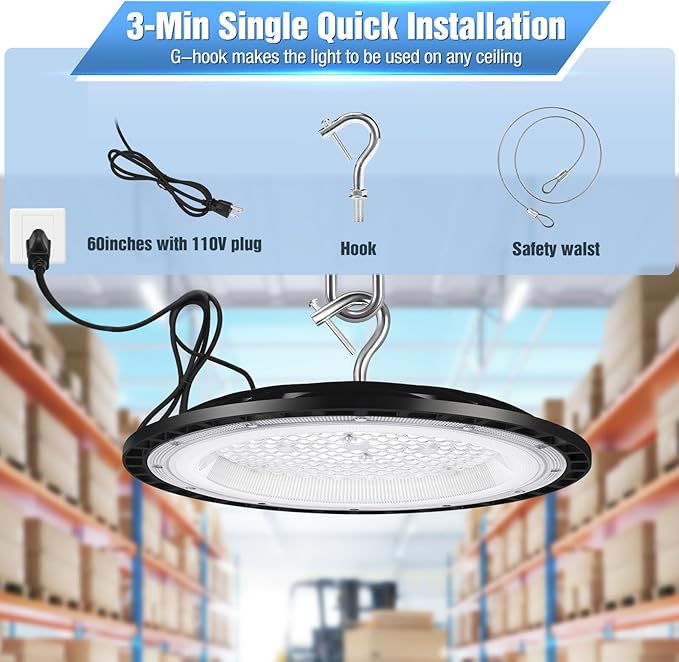 12 Pack 240W UFO LED High Bay Lights, 120VAC IP66 Waterproof, 40000LM 5000K