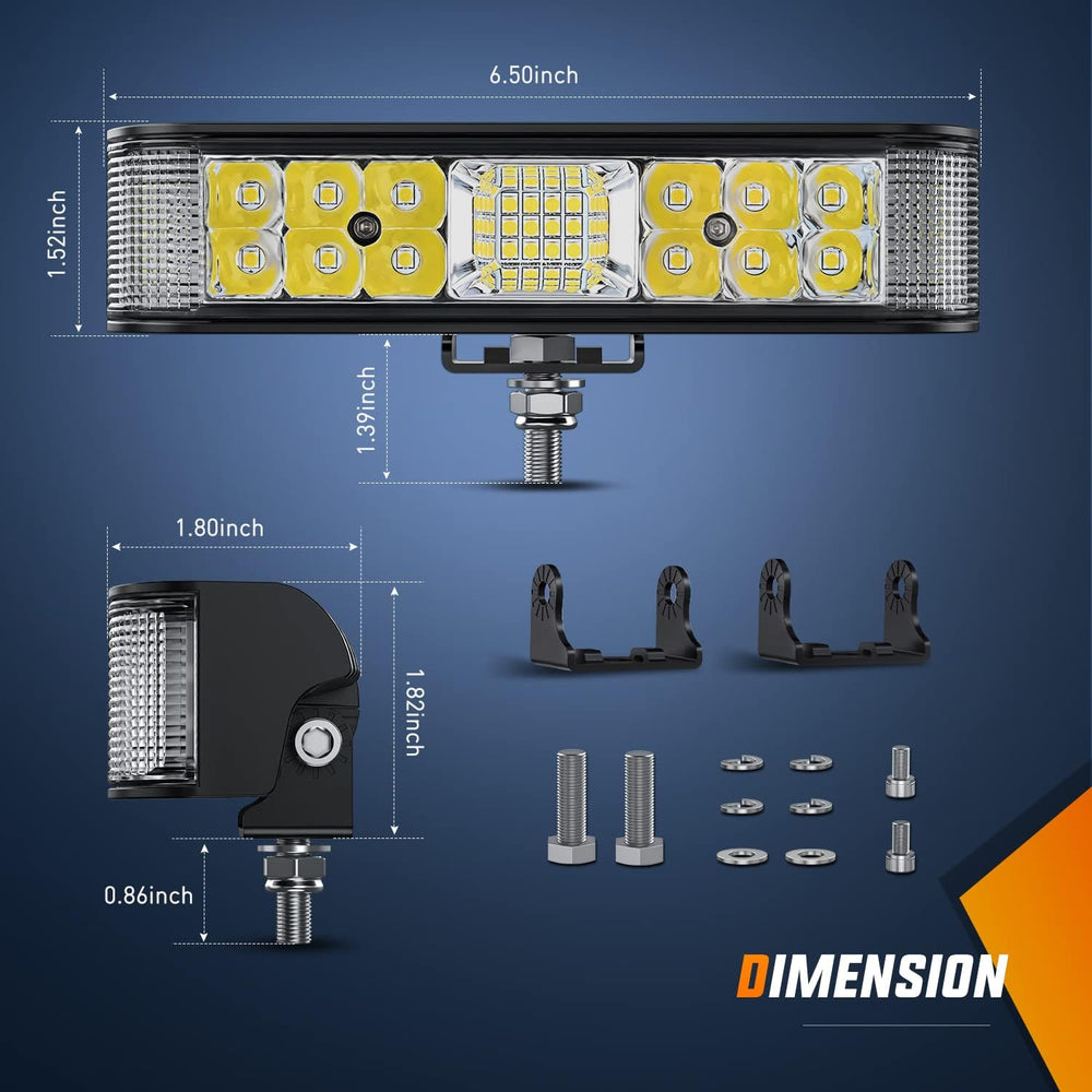 Nilight Side Shooter LED Light Bar / Pods 2PCS 6.5 Inch 60W Flood Spot Beam C...