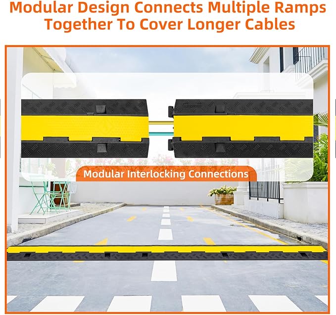 2 Channel 3 Pack Cable Protector Ramp Traffic Wire and Hose Ramp Cord Cover