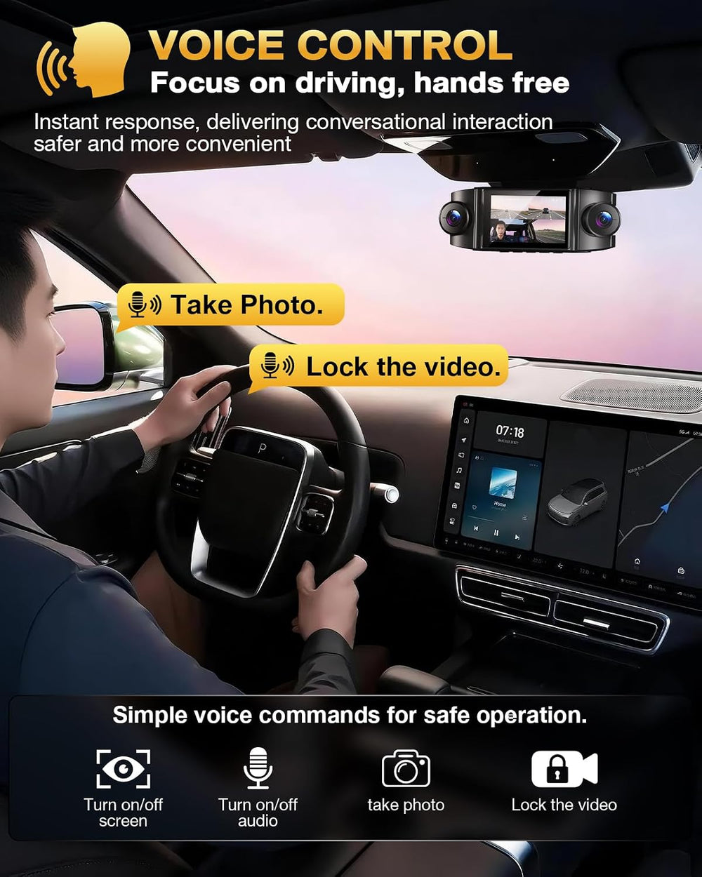 4 Channel 360° Dash Cam, 4K Front + 1080P Rear/Left/Right, 5GHz WiFi 30MB/s