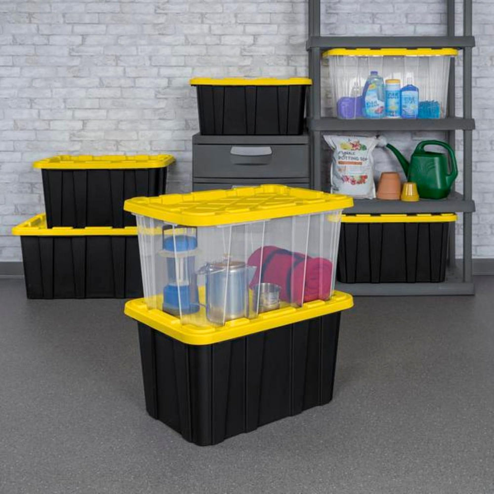 Sterilite Industrial Storage Tote with Lids for Garage, 27 Gallon, 8-Pack